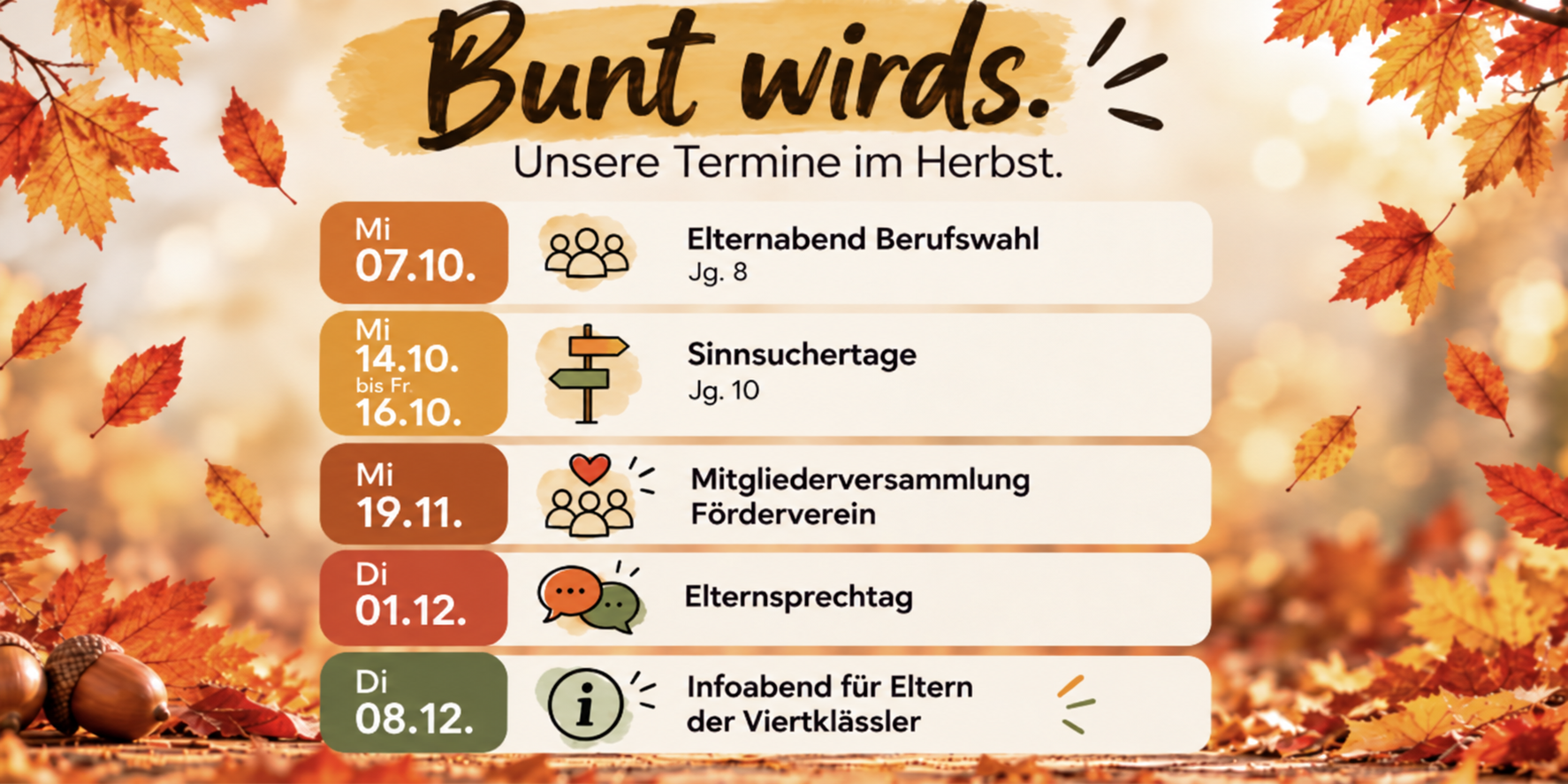 Herbstlicher Schultermine Flyer